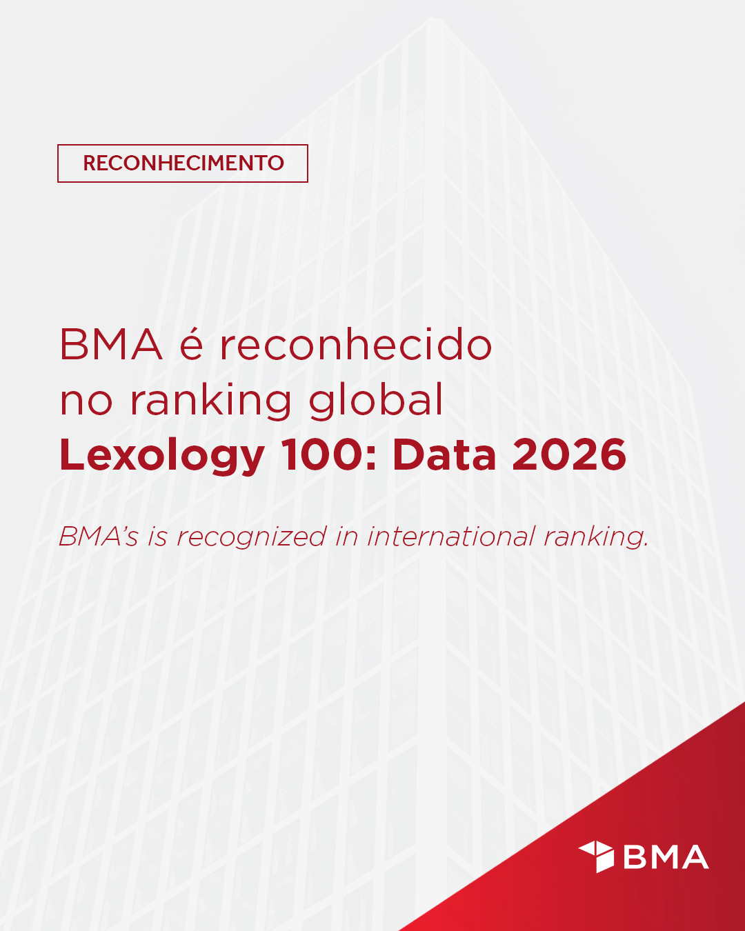 BMA é reconhecido no ranking global Lexology 100: Data 2026
